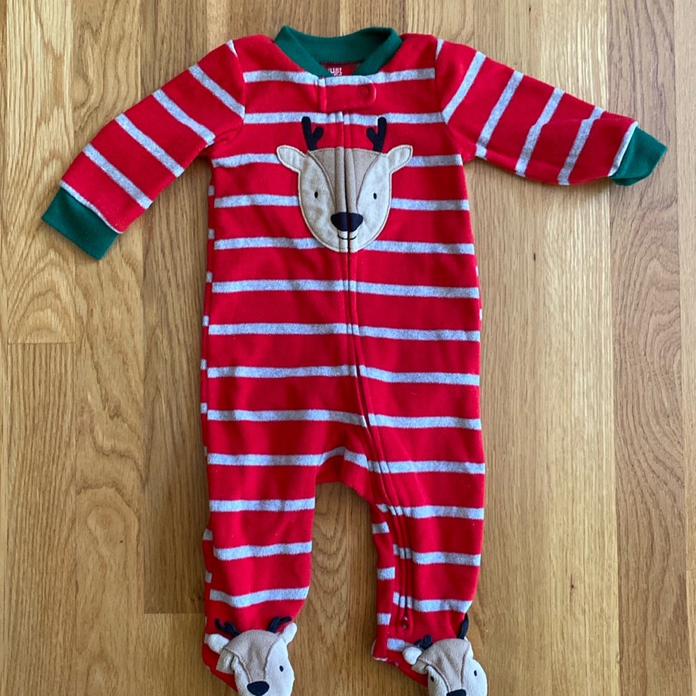 6M Carter’s Christmas Reindeer Fleece Footies Pajamas